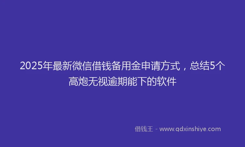 2025年最新微信借钱备用金申请方式，总结5个高炮无视逾期能下的软件
