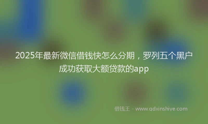2025年最新微信借钱快怎么分期，罗列五个黑户成功获取大额贷款的app
