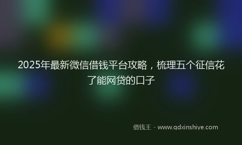 2025年最新微信借钱平台攻略，梳理五个征信花了能网贷的口子