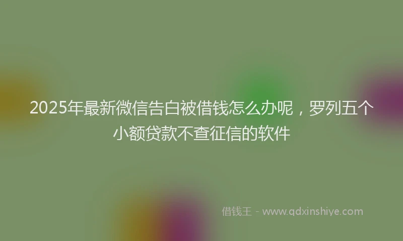2025年最新微信告白被借钱怎么办呢，罗列五个小额贷款不查征信的软件