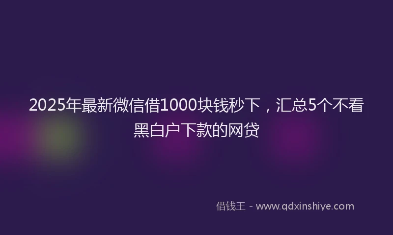 2025年最新微信借1000块钱秒下，汇总5个不看黑白户下款的网贷
