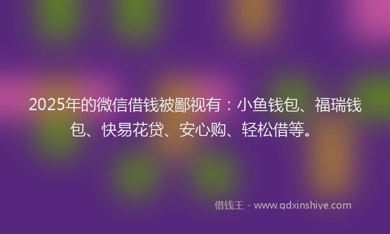 2025年的微信借钱被鄙视有：小鱼钱包、福瑞钱包、快易花贷、安心购、轻松借等。