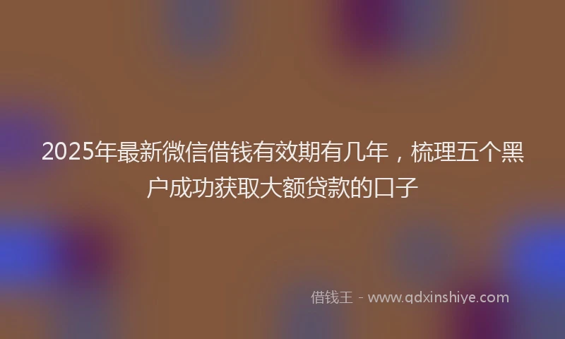 2025年最新微信借钱有效期有几年，梳理五个黑户成功获取大额贷款的口子