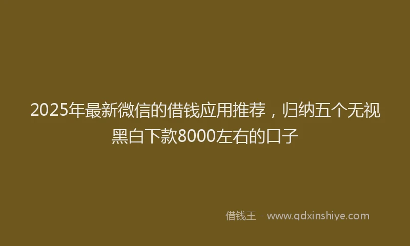 2025年最新微信的借钱应用推荐，归纳五个无视黑白下款8000左右的口子