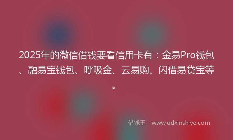 2025年的微信借钱要看信用卡有：金易Pro钱包、融易宝钱包、呼吸金、云易购、闪借易贷宝等。