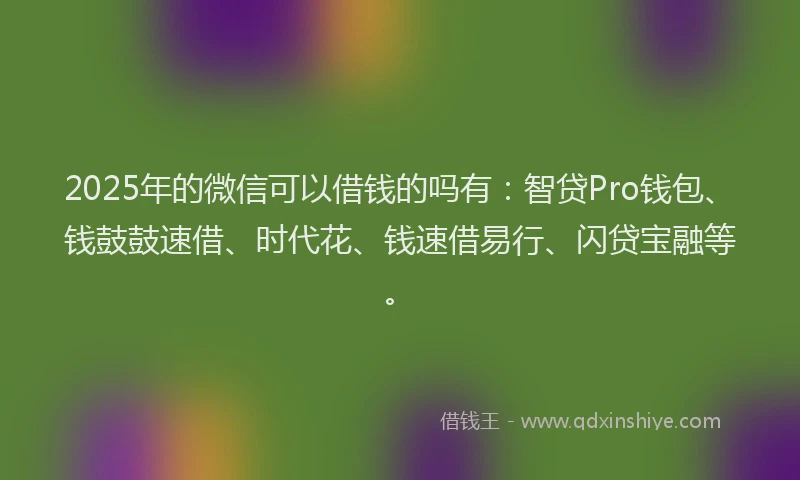 2025年的微信可以借钱的吗有：智贷Pro钱包、钱鼓鼓速借、时代花、钱速借易行、闪贷宝融等。