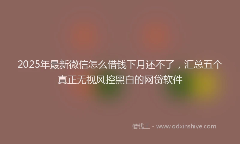 2025年最新微信怎么借钱下月还不了，汇总五个真正无视风控黑白的网贷软件