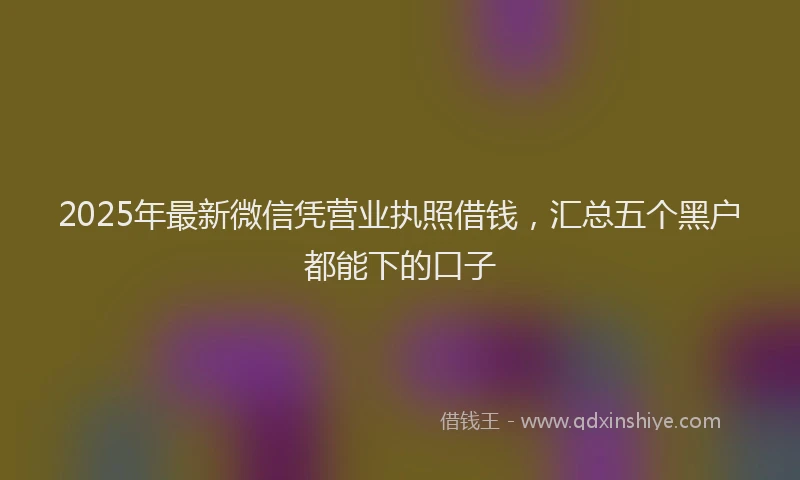 2025年最新微信凭营业执照借钱，汇总五个黑户都能下的口子