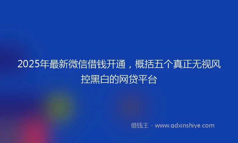 2025年最新微信借钱开通，概括五个真正无视风控黑白的网贷平台