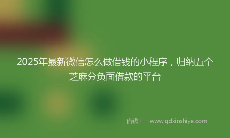 2025年最新微信怎么做借钱的小程序，归纳五个芝麻分负面借款的平台