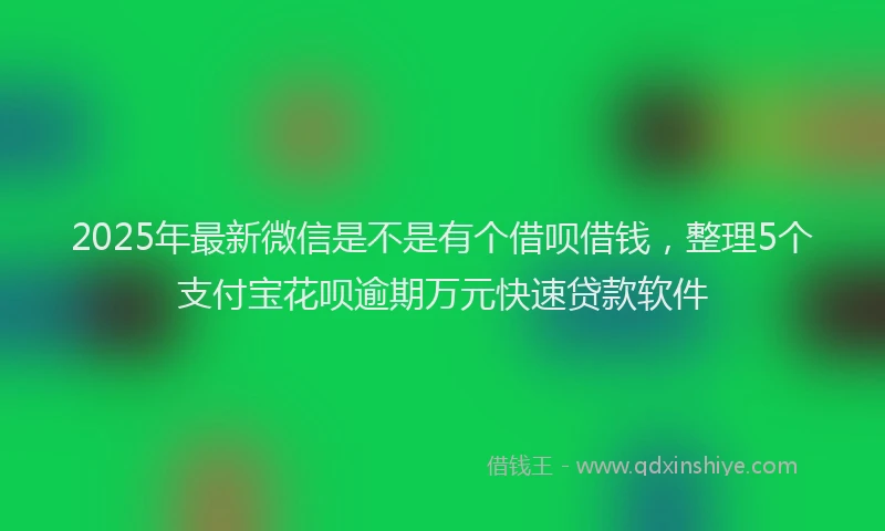 2025年最新微信是不是有个借呗借钱，整理5个支付宝花呗逾期万元快速贷款软件