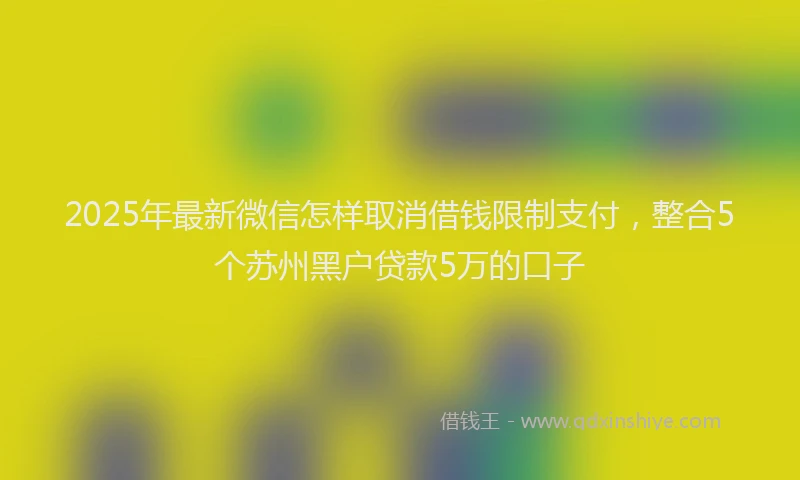 2025年最新微信怎样取消借钱限制支付，整合5个苏州黑户贷款5万的口子