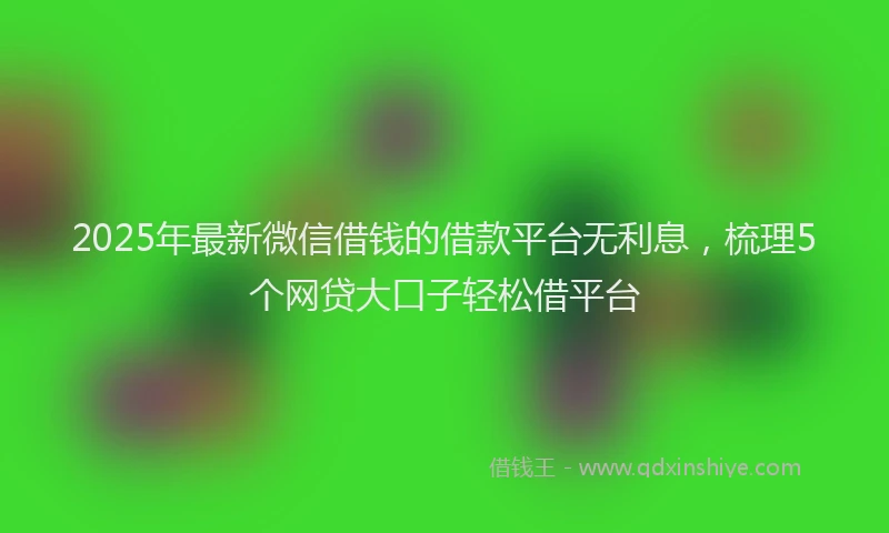 2025年最新微信借钱的借款平台无利息，梳理5个网贷大口子轻松借平台