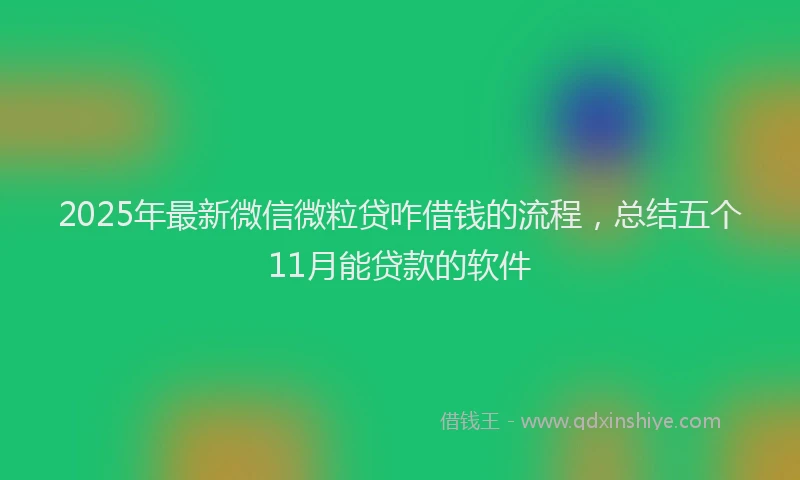 2025年最新微信微粒贷咋借钱的流程，总结五个11月能贷款的软件
