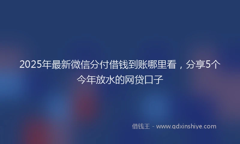 2025年最新微信分付借钱到账哪里看，分享5个今年放水的网贷口子