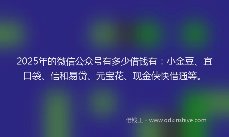 2025年的微信公众号有多少借钱有：小金豆、宜口袋、信和易贷、元宝花、现金侠快借通等。
