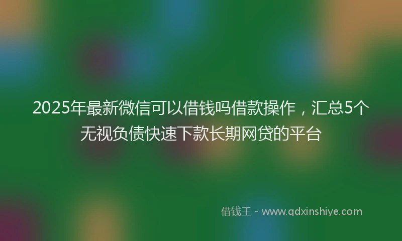 2025年最新微信可以借钱吗借款操作，汇总5个无视负债快速下款长期网贷的平台