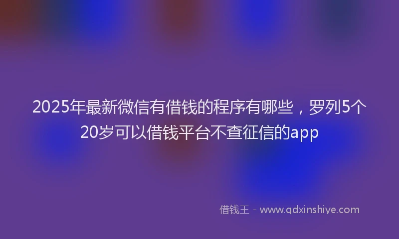 2025年最新微信有借钱的程序有哪些，罗列5个20岁可以借钱平台不查征信的app