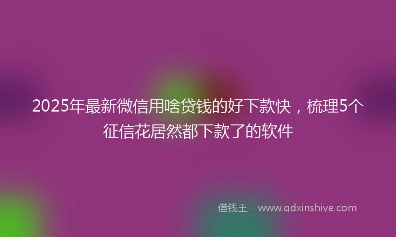 2025年最新微信用啥贷钱的好下款快，梳理5个征信花居然都下款了的软件