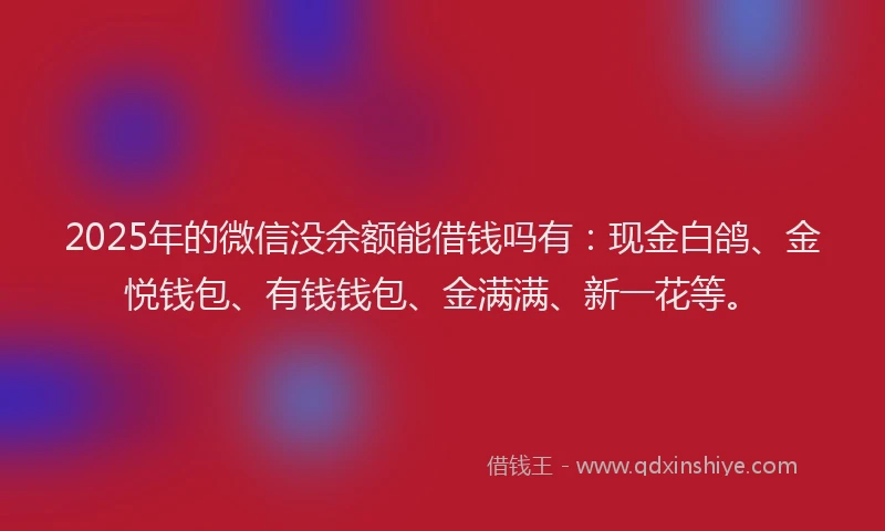 2025年的微信没余额能借钱吗有：现金白鸽、金悦钱包、有钱钱包、金满满、新一花等。