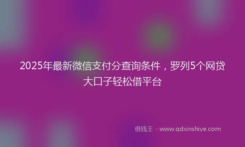 2025年最新微信支付分查询条件，罗列5个网贷大口子轻松借平台