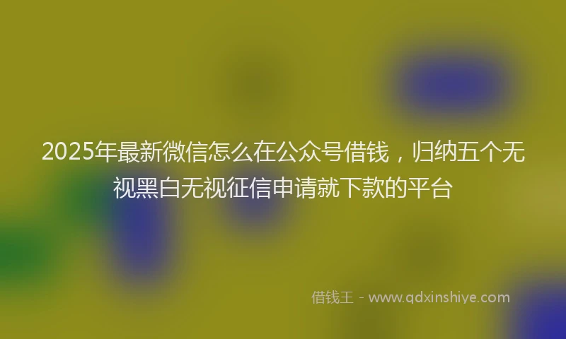 2025年最新微信怎么在公众号借钱，归纳五个无视黑白无视征信申请就下款的平台