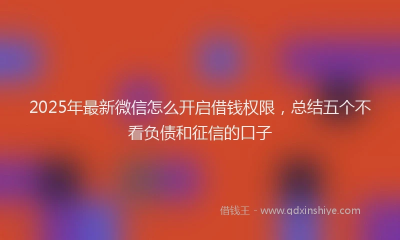 2025年最新微信怎么开启借钱权限，总结五个不看负债和征信的口子