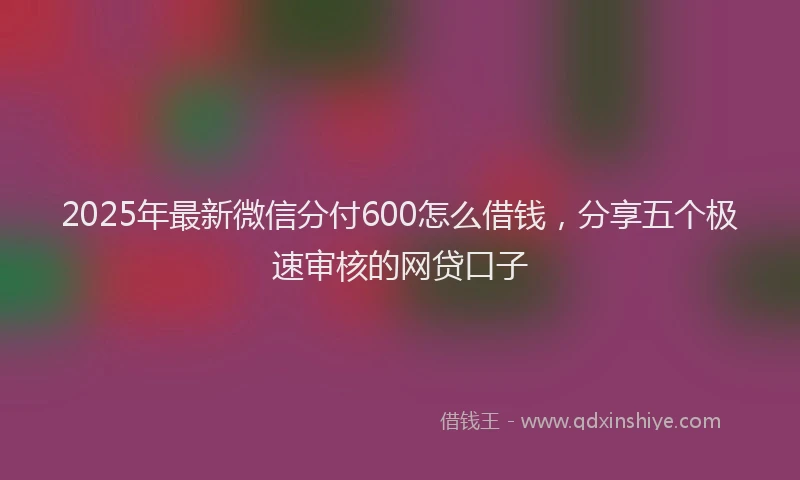2025年最新微信分付600怎么借钱，分享五个极速审核的网贷口子