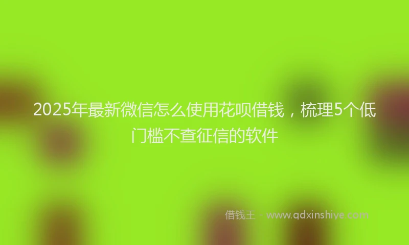 2025年最新微信怎么使用花呗借钱，梳理5个低门槛不查征信的软件