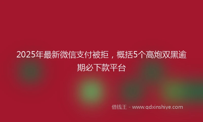2025年最新微信支付被拒，概括5个高炮双黑逾期必下款平台