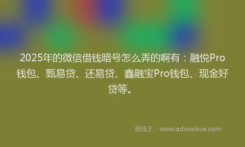 2025年的微信借钱暗号怎么弄的啊有：融悦Pro钱包、甄易贷、还易贷、鑫融宝Pro钱包、现金好贷等。