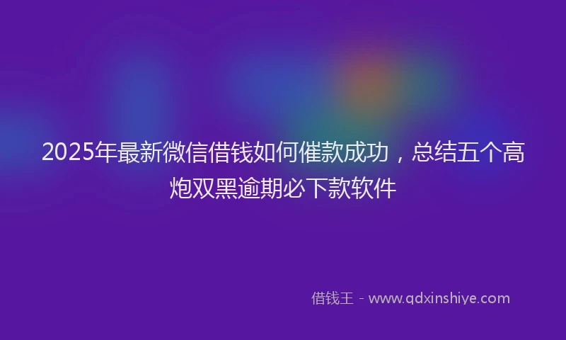 2025年最新微信借钱如何催款成功，总结五个高炮双黑逾期必下款软件