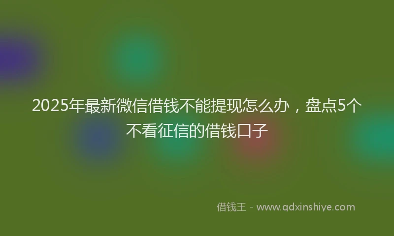 2025年最新微信借钱不能提现怎么办，盘点5个不看征信的借钱口子