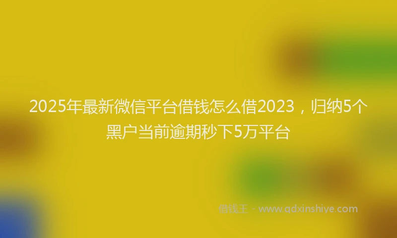 2025年最新微信平台借钱怎么借2023，归纳5个黑户当前逾期秒下5万平台