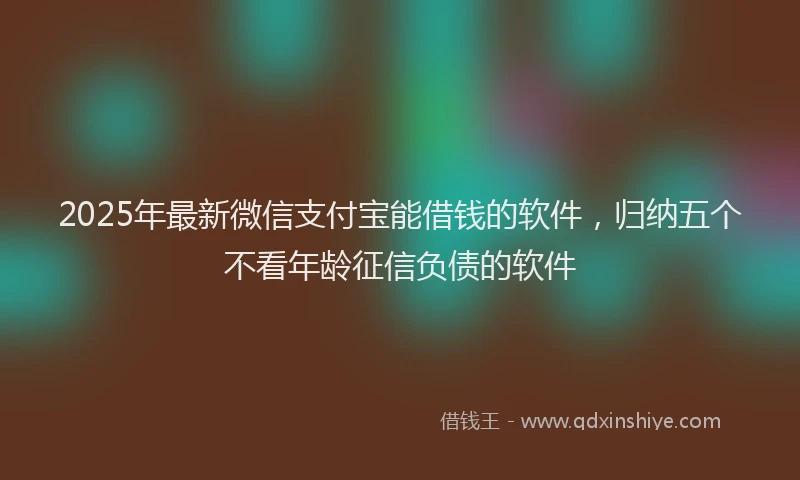 2025年最新微信支付宝能借钱的软件，归纳五个不看年龄征信负债的软件