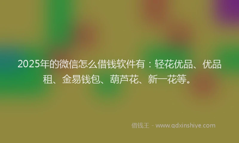 2025年的微信怎么借钱软件有：轻花优品、优品租、金易钱包、葫芦花、新一花等。
