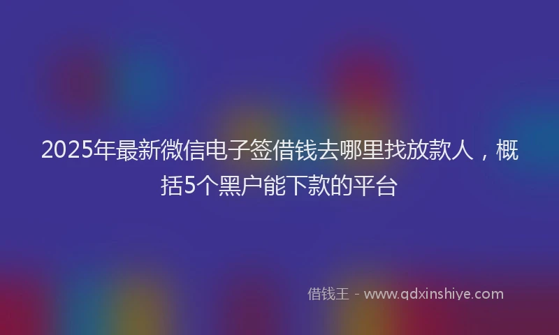 2025年最新微信电子签借钱去哪里找放款人，概括5个黑户能下款的平台