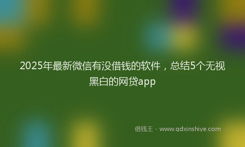2025年最新微信有没借钱的软件，总结5个无视黑白的网贷app