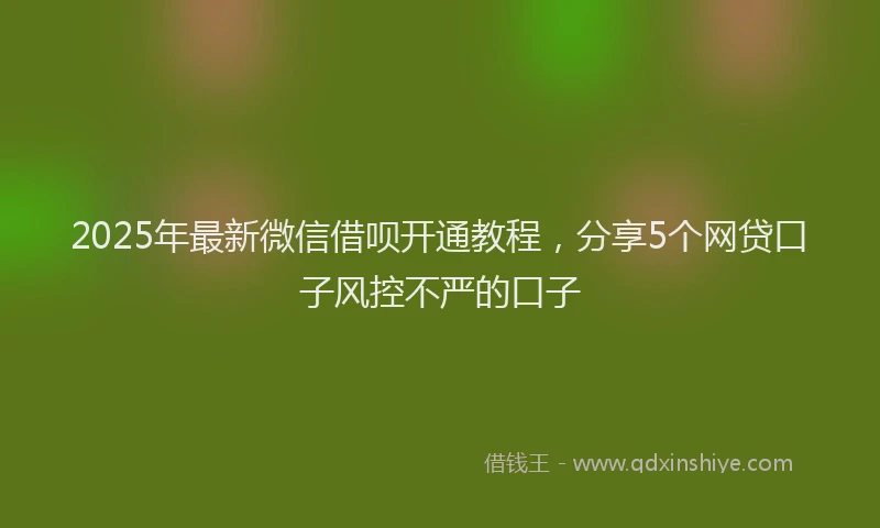 2025年最新微信借呗开通教程，分享5个网贷口子风控不严的口子