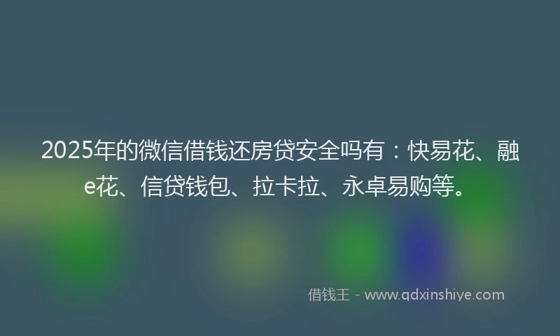2025年的微信借钱还房贷安全吗有：快易花、融e花、信贷钱包、拉卡拉、永卓易购等。