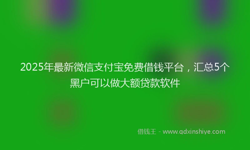 2025年最新微信支付宝免费借钱平台，汇总5个黑户可以做大额贷款软件