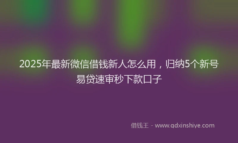 2025年最新微信借钱新人怎么用，归纳5个新号易贷速审秒下款口子