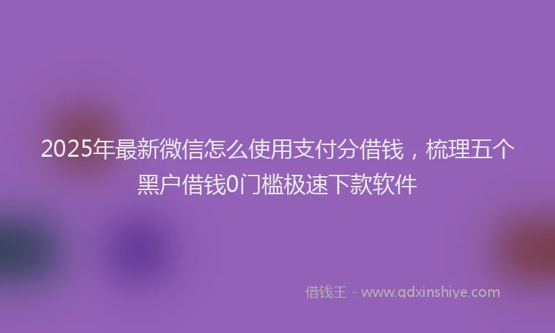 2025年最新微信怎么使用支付分借钱，梳理五个黑户借钱0门槛极速下款软件