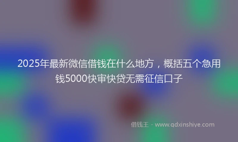 2025年最新微信借钱在什么地方，概括五个急用钱5000快审快贷无需征信口子