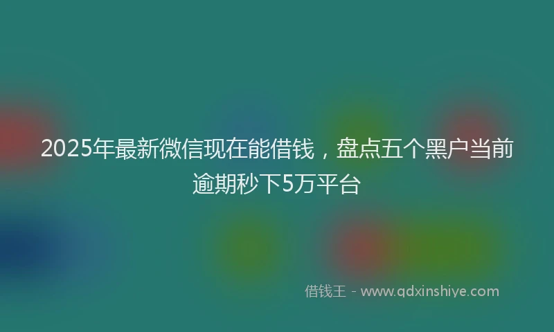 2025年最新微信现在能借钱，盘点五个黑户当前逾期秒下5万平台