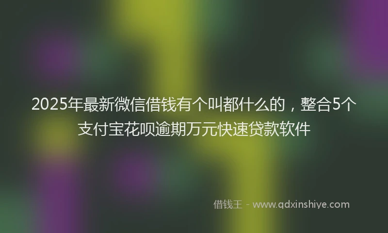 2025年最新微信借钱有个叫都什么的，整合5个支付宝花呗逾期万元快速贷款软件