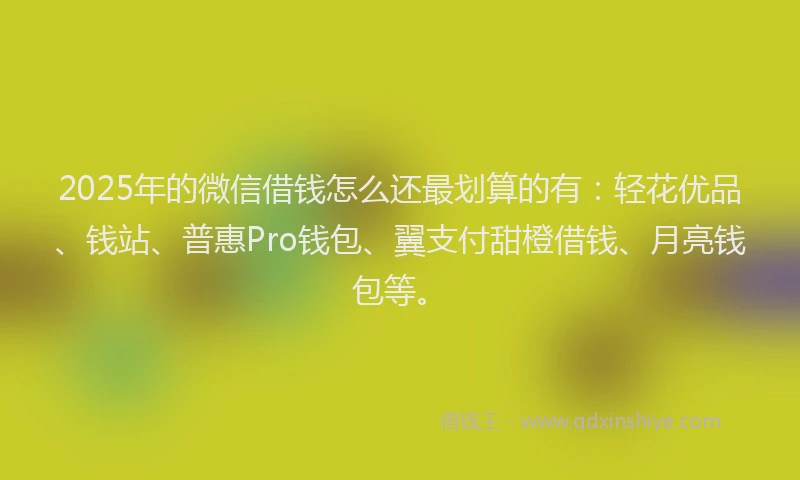 2025年的微信借钱怎么还最划算的有：轻花优品、钱站、普惠Pro钱包、翼支付甜橙借钱、月亮钱包等。