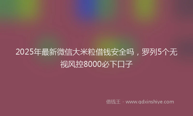 2025年最新微信大米粒借钱安全吗，罗列5个无视风控8000必下口子