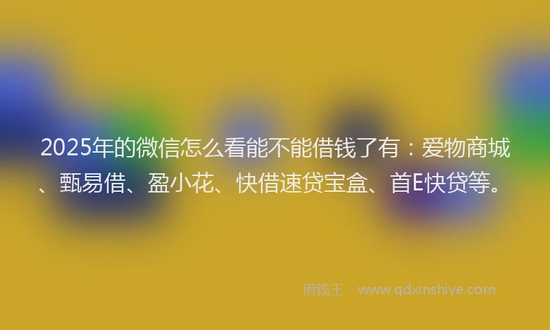 2025年的微信怎么看能不能借钱了有：爱物商城、甄易借、盈小花、快借速贷宝盒、首E快贷等。