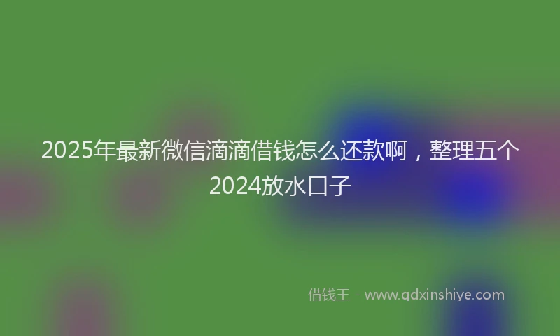 2025年最新微信滴滴借钱怎么还款啊，整理五个2024放水口子